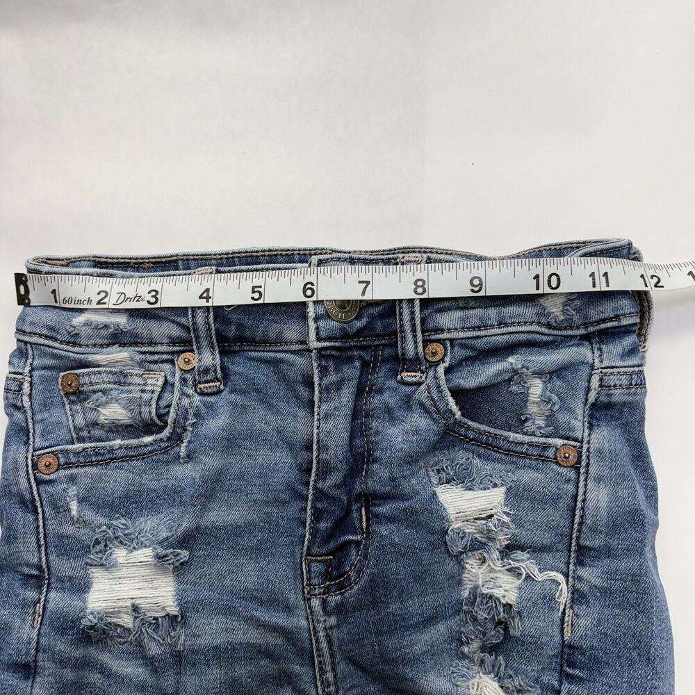 American Eagle Super Stretch Shorts Womens 000 Distressed Denim Cutoff - Picture 16 of 16